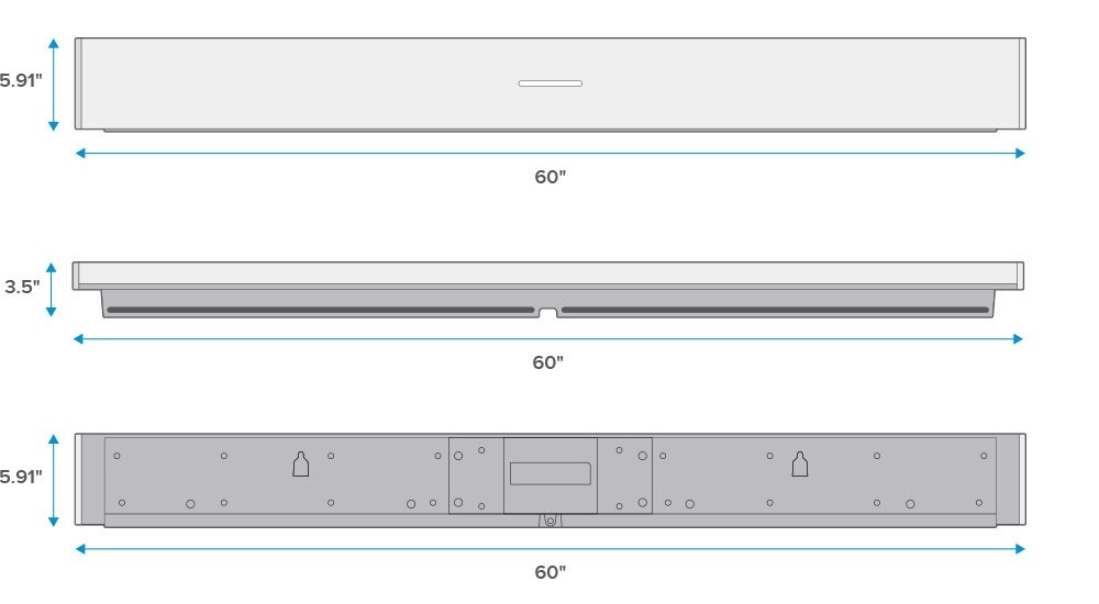 Nureva Dual HDL300 audio conferencing system dimensions illustration